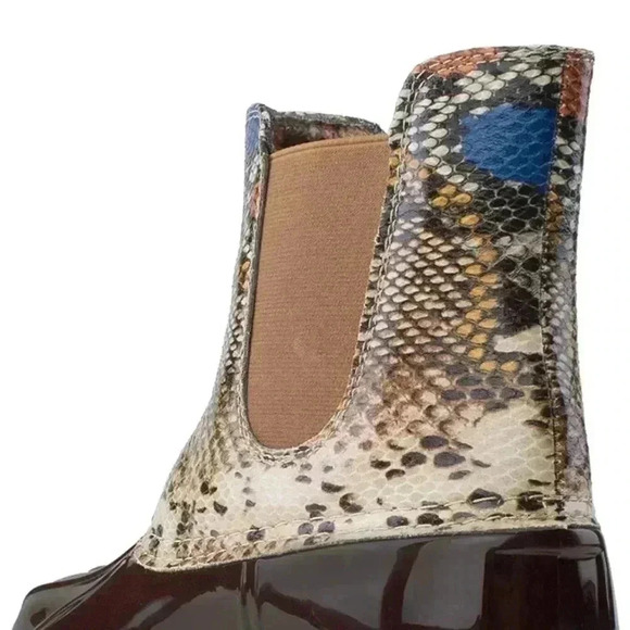 NEW Cute & Trendy Vegan Material Snake embossed slip on Duck Boots - Picture 9 of 16